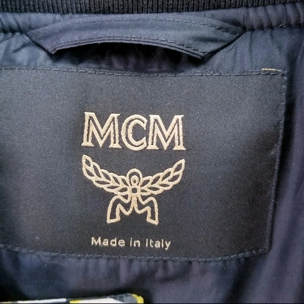 MCM Allover Cubic Monogram Logo Bomber Jacket /Black & Yellow Mens XXL - Picture 5 of 9